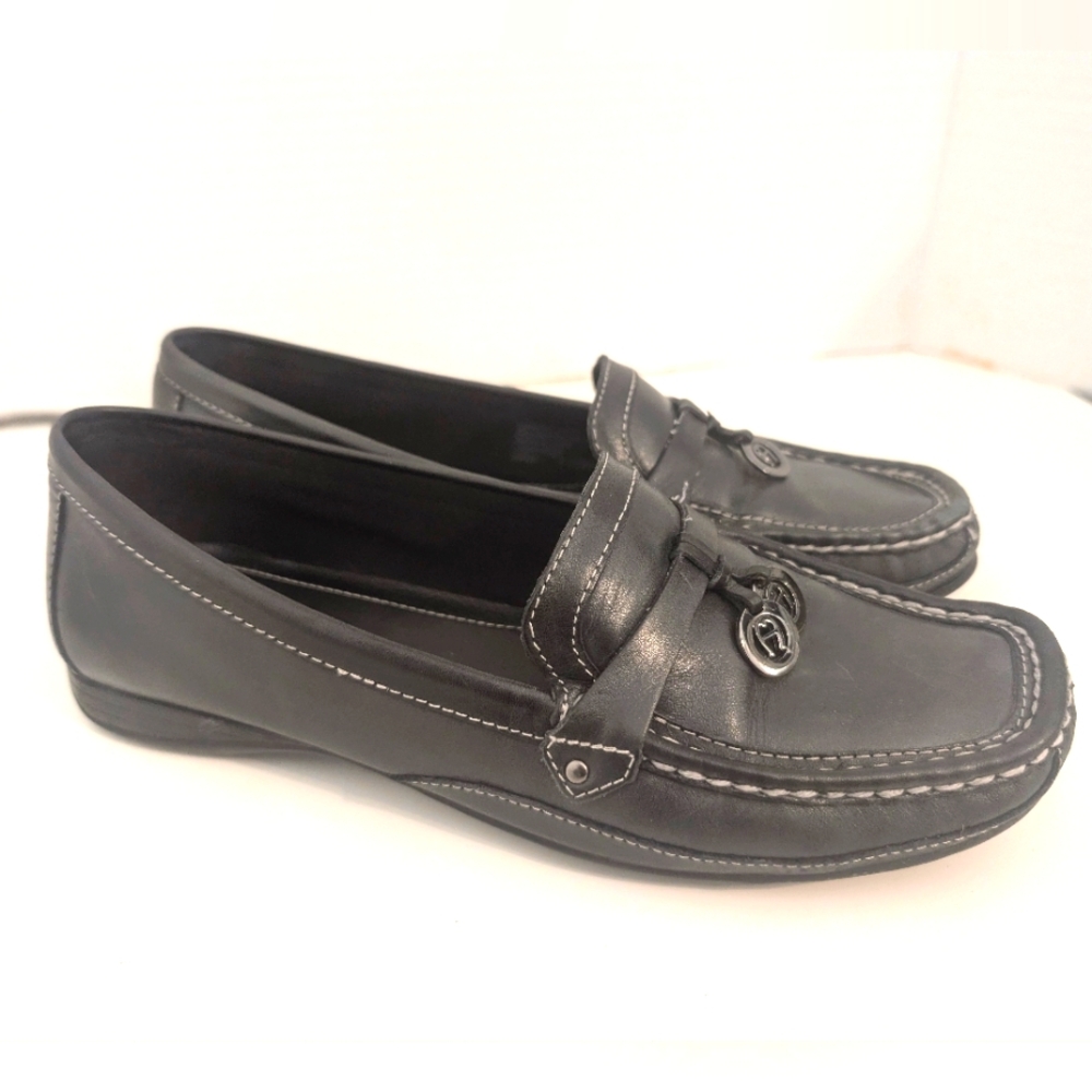 Etienne Aigner Black Leather Women's Slip-On Loafers Size 7.5 - Picture 2 of 9